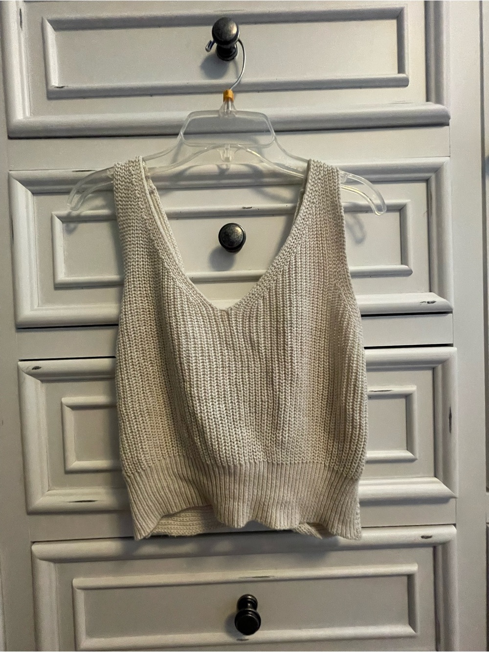 Classic Cream Knit Cropped Tank Top - Women's Sweater Tank. Worn Once